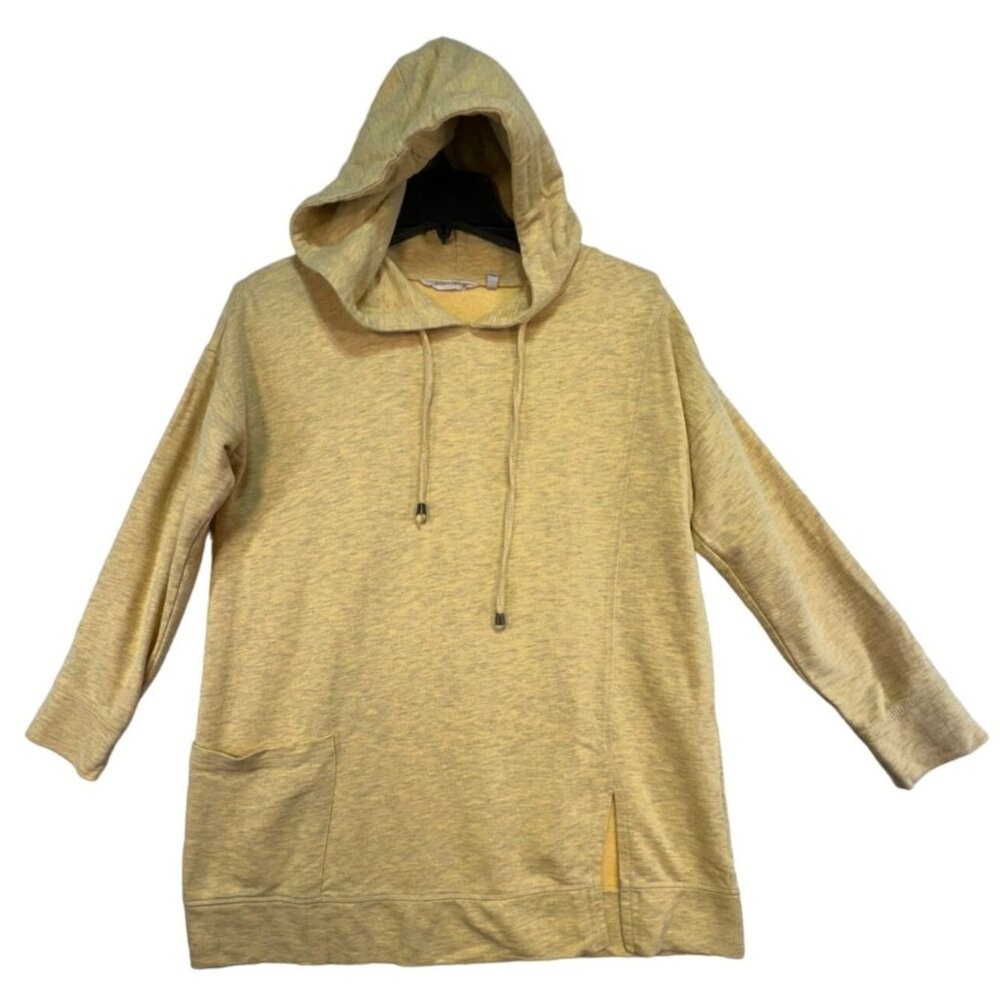 Soft Surroundings Womens Hooded Pullover Tunic PM  Yellow Cotton Blend